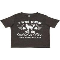 Inktastic, rođen sam da budem divlji i slobodan sa vučom i planinama poklon majica malih majica ili