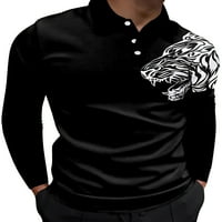 Groanlook Muška majica s dugim rukavima bluza s dugim rukavima na vratu MENS Atletic T majice Slim Fit gumb dolje majica Style-I XL
