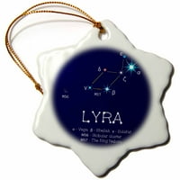3Droza Lyra Star Asterizam Višekolika porculansko odmori za odmor Accent Snowflake Ornament, 3