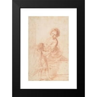 Guercino Crni moderni uokvireni muzej umjetnički print pod nazivom - Sveti Cecilia svira orgulja