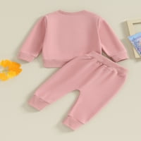 Baby Girl Fall Outfits Fuzzy Pismo vez dugih rukava + hlače postavljaju proljetnu odjeću za malinu