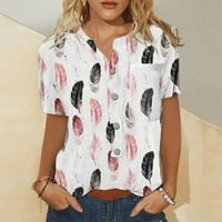 Ljetni vrhovi za žene kratki rukav bluze Regularne fit t majice Pulover tees vrhovi pero ispis T-majice