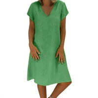Žene Ljeto stil Feminino Vestido Majica Pamuk Ležerne prilike plus veličina Ženska haljina Dužina duljina trave zelena XXXXL