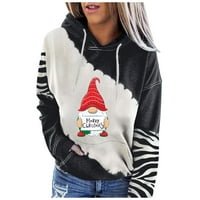 Lenago ženske božićne dukseve plus veličina modnih ispisa Okrugli vrat pulover na dugih rukava s kapuljačom
