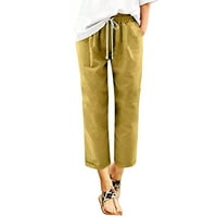 Pantalone za žene modne pune boje pamučne flasa elastične duge hlače na plaži pantalone za slobodno vrijeme ženske hlače