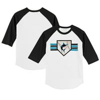Dojenčad sitni otvor bijela crna Miami Marlins Base Stripe Raglan rukav majica