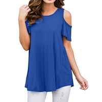 Ženske poslovne majice Žene hladne ramene kratki rukav ležerne tunike na vrhu majice labave bluze l