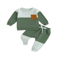 Biayxms Toddler Baby Boys Outfits kontrastni boja Dukserice vrtove vunene duksere Dojenčad slatka jesen