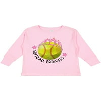 Inktastična softball princess- tiara poklon toddler majica dugih rukava s dugim rukavima