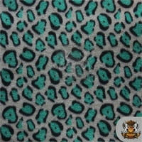 Fleece ispisana tkanina Leopard Siva zelena 58 široko prodat u dvorištu S-496
