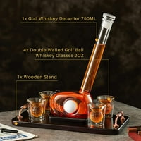 GOLF Decanter Whiskey Decanter Set sa naočalama viskija za golf - Jedinstveni golf pokloni za muškarce - 750ml Golf tekući u piću za alkohol, burbon, vinotch, vodku, tekila, vino