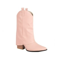 JUEBONG čizme na kauboj čizme za žene - Cuwgirl Western Mid Calf čizme, šiljasti prsti retro Chunky