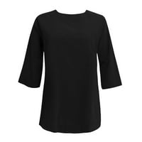 Bazyrey ženski vrhovi bluza za bluzu za vrat za posadu za lakiranje ženske ležerne ljetne tuničke košulje crne l