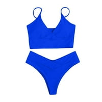 PJTEWEE Plivanje Ženska bikini visokog struka Bakini Sporty Dva Coleit Color Block High Cut Bath odijelo