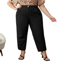 Ženske crne casual obične ravnotežne pantalone plus veličine