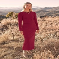 Singreal Fall odijelo za ženske rebrastih pletenih gornjih i proreza Maxi haljina suknja setovi trenerke