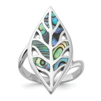Sterling Silver Rhodium Polirane abalone Veličina prstena od lišća mjeri širok poklopci nakita za žene