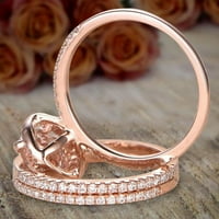 Karat 8x ovalni rez morgatit i dijamantski moissan trio prsten za nju sa 18k zlatnim oblogom