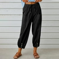 Yievit Capris elastični struk posteljine za hlače Žene Ljetne štedne čišćenja Žene modne ležerne hlače