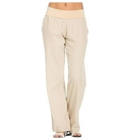 Široke hlače za noge za žene modne ženske povremene pamučne posteljine ravne hlače elastične struine