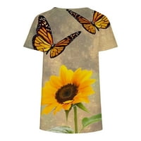 Kratka majica Sunflower Butterfly Basic Tops Crewneck Duksevi Grafičke majice Trendi Ispisane kratke rukave za žene Ležerne bluza Labavi
