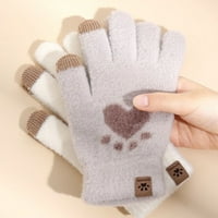 Buytra Jesenske zimske ženske rukavice dodirnog ekrana Mačja šapa uzorak toplo split rukavice