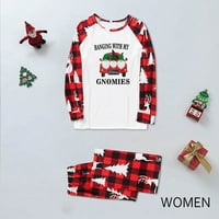 Božićne žene tiskane bluze okrugli vrat + hlače Porodica podudaranja pidžama