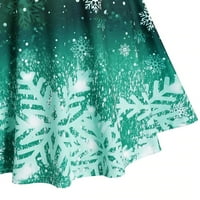 Ljetne haljine za žene žene vintage božićne boje snježne pahulje Ispiši haljinu na ramenu
