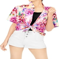Leela ženska odjeća Regularna Fit Havajski košulje za žene XXL Candy, labavi akrilni cvjetovi