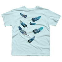 Blue Feathers Boys Light Blue Graphic Tee - Dizajn ljudi XS