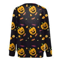 Homchy pulover vrhovi za žene okrugli vrat Pamuk Ležerne prilike Halloween Print s dugih rukava O-izrez