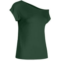 Žene Ležerne prilike sa ramenima kratki rukav majica Labava ljetna majica bluza Žene majice zelena