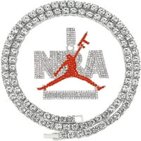 ISED NBA privjesak Srebrni zlatni mladi močke lance za muškarce, privjesci za reper hip hopa sa užetom u konopcu teniskim lancima