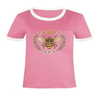 Ljetne žene Bee Print Cvjetni kratki rukav majica kratkih rukava Casual Tee vrhovi