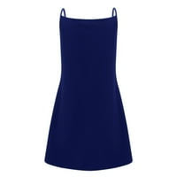 Ljetne haljine za žene bez rukava mini kratki temperament A-line tiskani V-izrez plaža Plave s
