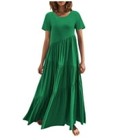 Ženske haljine kratki rukav maxi casual maxi tiskani scoop vrat ljetna haljina zelena xl