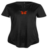 Ženska leptir tiskane baggy tunike Ležerne prilike kratkih rukava majica s kratkim rukavima
