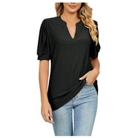 Ženske košulje Ženska modna casual v izrez MAUBLY kratki rukav majica šuplji outtop black xl