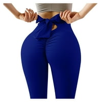 Bikerske kratke hlače za žene s džepovima sa bowknot fitness boja elastična vježba kratka plava m