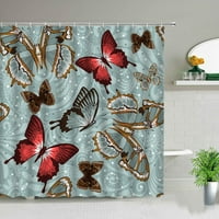 Crtani šareni životinjski leptir Ispis tuš sa zavjesom za kupatilo Dekor zaslona Vodootporna tkanina zastori za kupanje sa kukama
