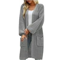 Cardigan Dukseri za žene Trendy Plus size Solidni pleteni pleteni prednji prednji dugi rukavi Duster