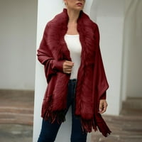 Ženski kardigan otvoren prednji kaput od pune boje dugih rukava Ležerni džep pleteni kardigan džemper kaput gornja odjeća, crvena