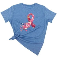 Pink Logo - Svjesnost raka dojke Podrška ženskoj majici Bluze za dojke Bluze za dojmu Tees Raširi nadu vrhovi kratkih rukava za posade Crta