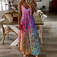 Haljine za žene A-line Maxi grafički otisak bez rukava V-izrez Casual Fashion A-line haljine Multicolor