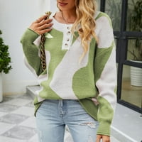 Ženski čestični džemperi moderni fit džemper kardigan casual v-izrez slatki džemperi za žene zelene