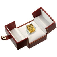 14k bijeli zlatni dijamant Natural viski kvkek kvarcni prsten smaragd-rez 18x, veličina 6.5