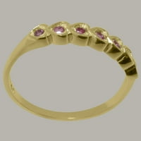 Britanska napravljena 10k žuto zlato prirodno ružičasto turmalin ženski vječni prsten - veličine opcija