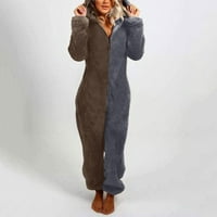 Ženske zimske tople nejasne ruke Onceeds Jednodijelni pidžami Pokucaj sa pajamama Zip Up COSY odjeća