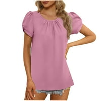 Plus veličine za žene Ljetna latica rukav Crewneck Dressy bluza Modne košulje od labavih tunika