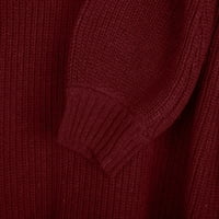 Vremenska segga sa ramena džemperi za žene Ležerne prilike dugih rukava udobnost, vino, L